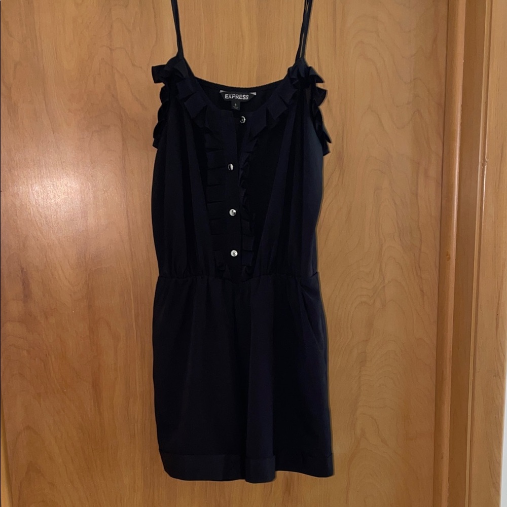 Express Black Ruffle Romper size small shorts